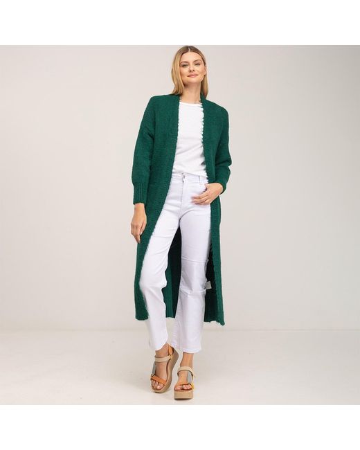 Tantra Spain Sl Green Long Kitted Cardigan With Pockets
