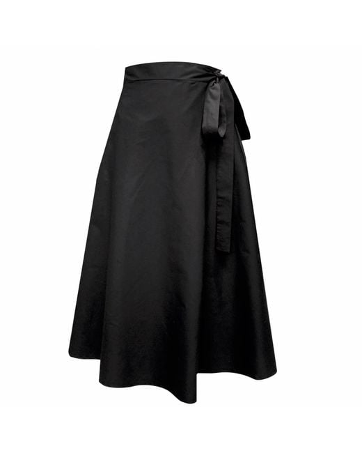 Frock Tales Black Illusion Wrap Midi Skirt