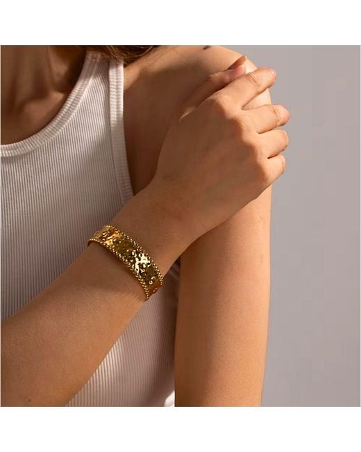 Olivia Le Metallic Serafina Hammered Cuff Bracelet