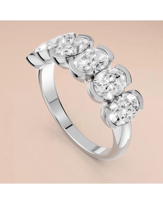 Aya Fine Jewelry White Elegant Oval Lab Diamond Wedding Band 2.57 Cwt