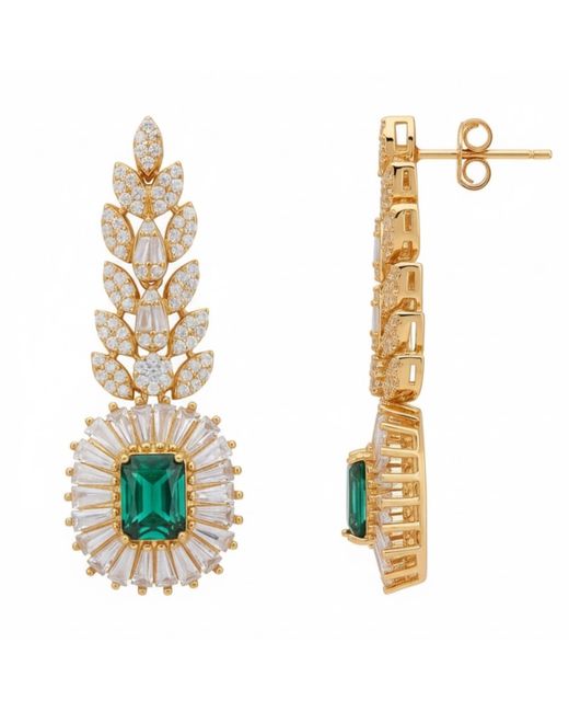 Latelita London Metallic Countess Gemstone Drop Earrings Emerald