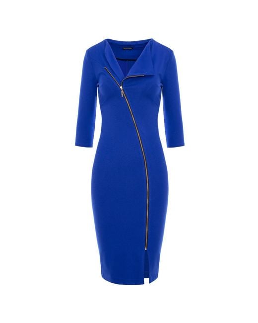 ROSERRY Blue Chelsea Zipped Jersey Midi Dress