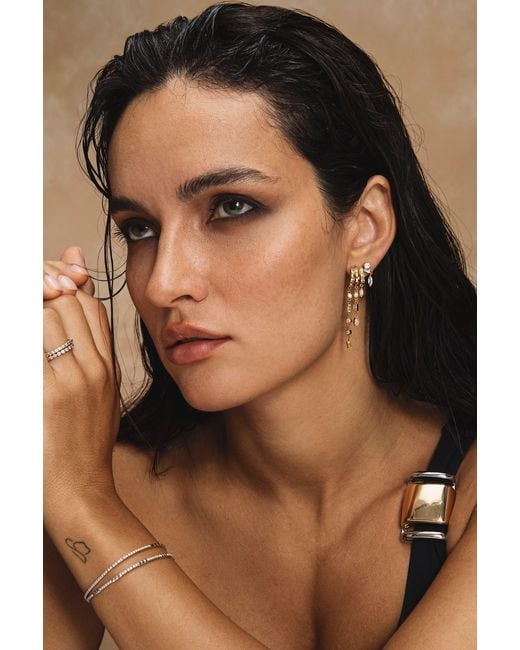 Aaria London Metallic Kalani Stacked Triple Hoop Illusion Earrings