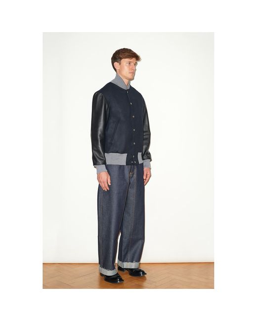 Hegarty Blue Varsity Bomber Jacket for men