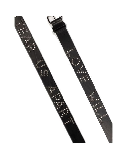 Stuart Trevor Black Love Will Tear Us Apart Leather Studded Thin Belt