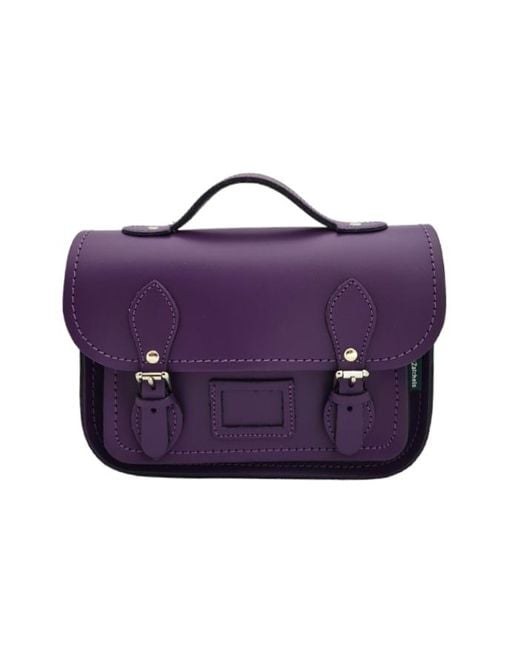 Zatchels Purple Leather Midi Satchel
