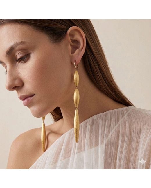 Jaredjamin Metallic Zeppelin Cora Three Drop Leverback Earrings