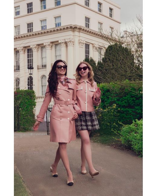 Santinni Pink 'Belle Du Jour' 100% Leather Trench Coat
