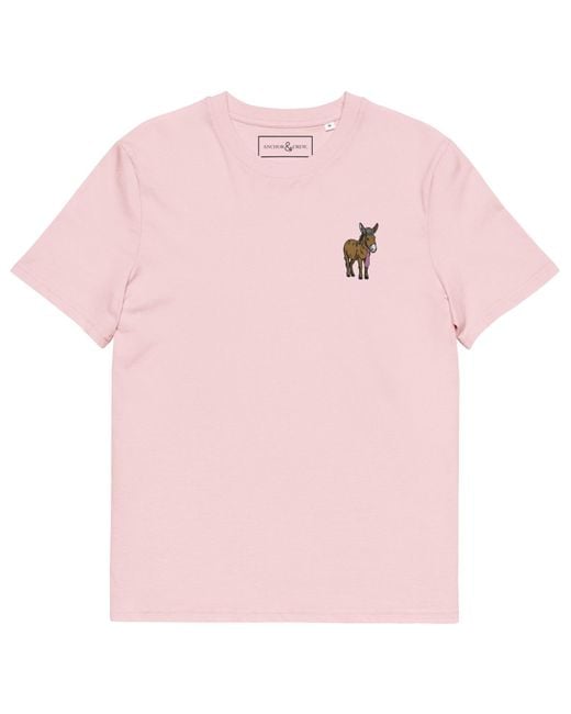 Anchor and Crew Pink Cotton Smart Ass Actual Life Organic Cotton Embroidered T-Shirt for men