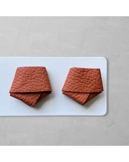 London Atelier Byproduct White Origami Grainy Rust Leather Stud Earrings