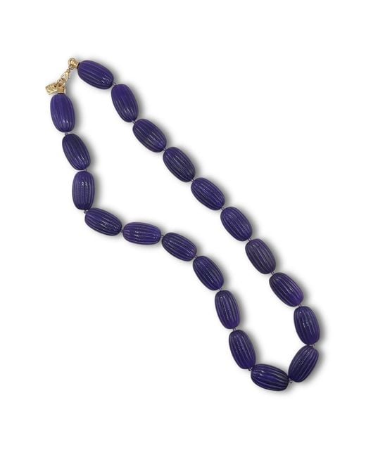 Michael Nash Jewelry Blue Renata Large Amethyst Resin Carved Bead Necklace