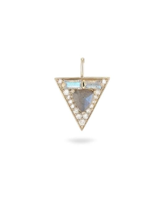 Zohreh White Limited Edition Diamond & Labradorite Triangle Pendant 9K