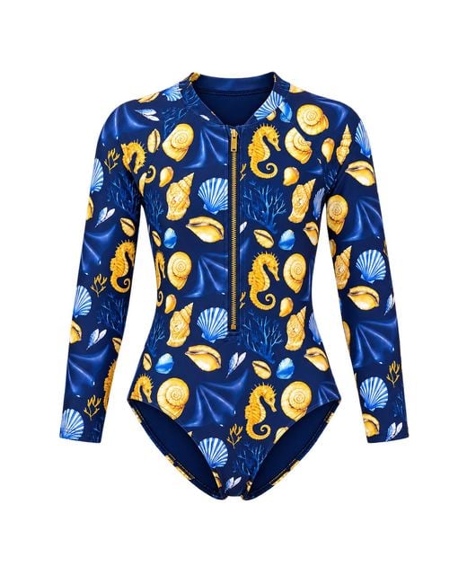 Plivati Blue Lana Zip Long Sleeve Swimsuit — Čiovo
