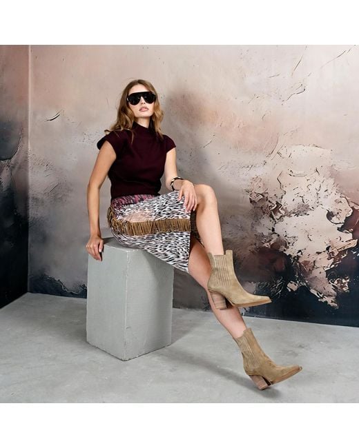 Lalipop Design Purple Pencil Skirt With Animal Print And Fringe Details