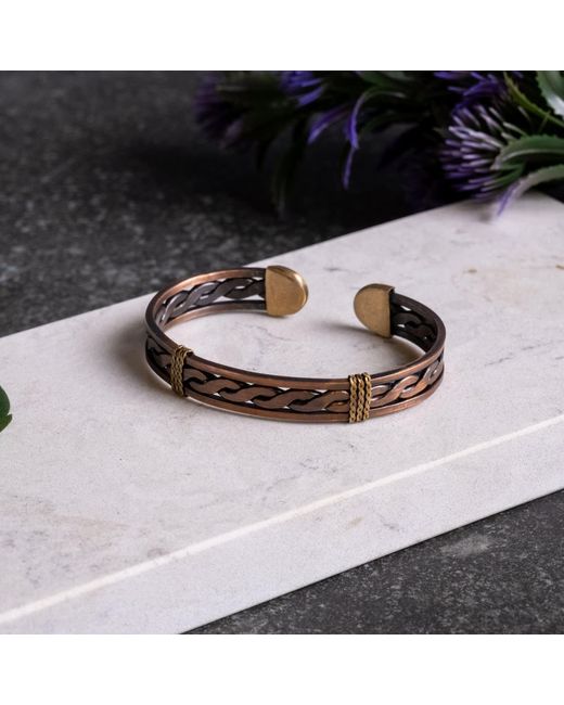 Anatoliacraft Metallic Handmade Solid Braided Copper Bracelet for men