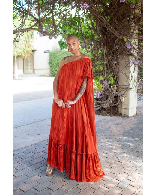 Jennafer Grace Red Tatjana One-Shoulder Maxi Dress