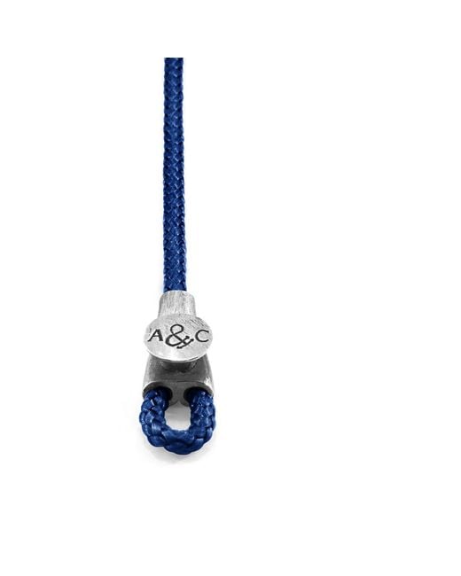Anchor and Crew Navy Blue Dundee Silver & Rope Bracelet for men