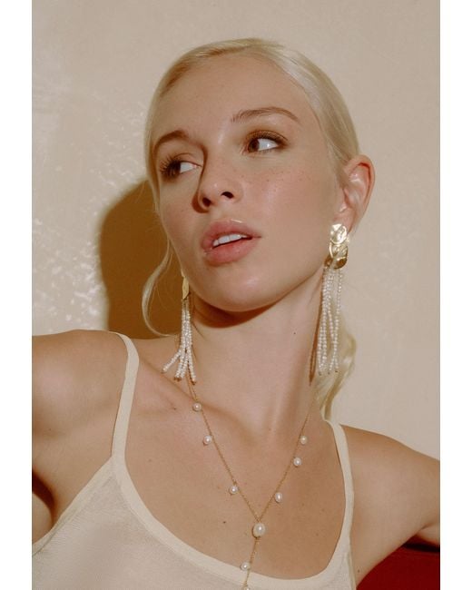 Lavani Jewels White Liliana Pearl Long Earrings