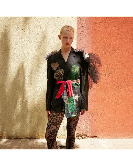 Miro Misljen Black Avant-Garde Patchwork Blazer – Upcycled Art Jacket