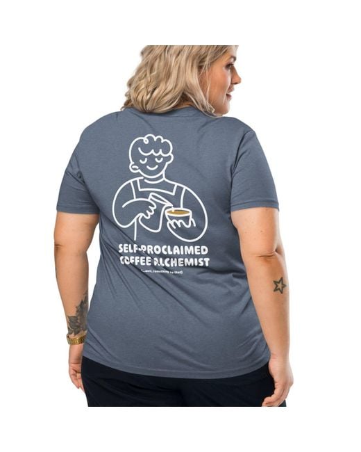 Anchor and Crew Blue Heather Gustatory Coffee Alchemist Organic Cotton Embroidered T-Shirt