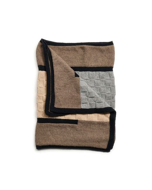Variously Brown Plush Muhu Hand Knitted Alpaca Blanket Shawl