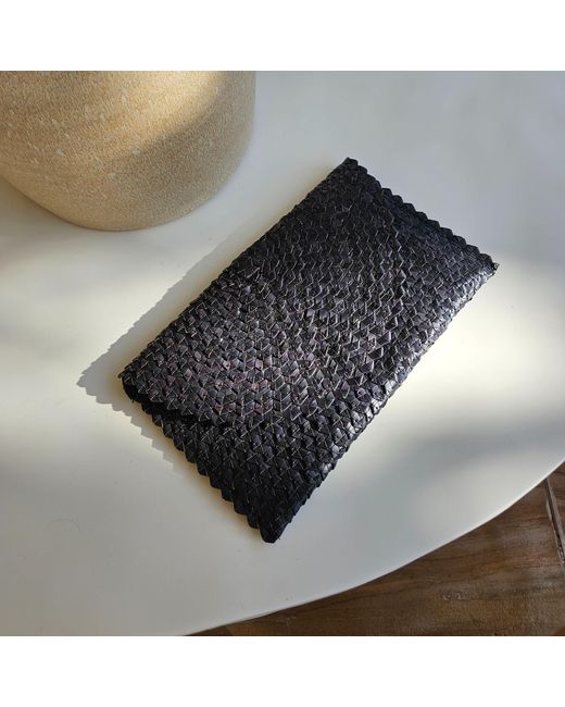 OhSun Black Kenzie Straw Clutch