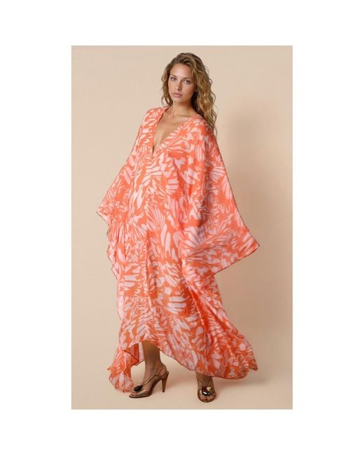 Coco Riko Ibiza Orange Neutrals Johanna Maxi Kaftan Tangerine