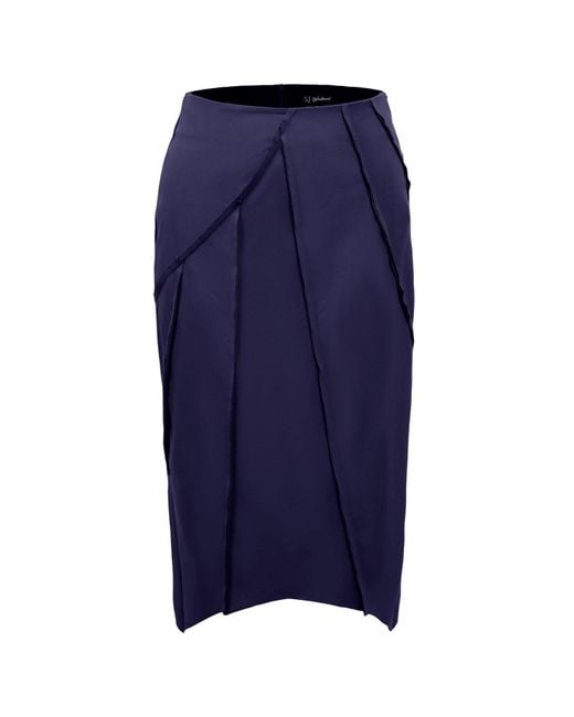 Smart and Joy Blue Asymmetric Structural Lines Skirt