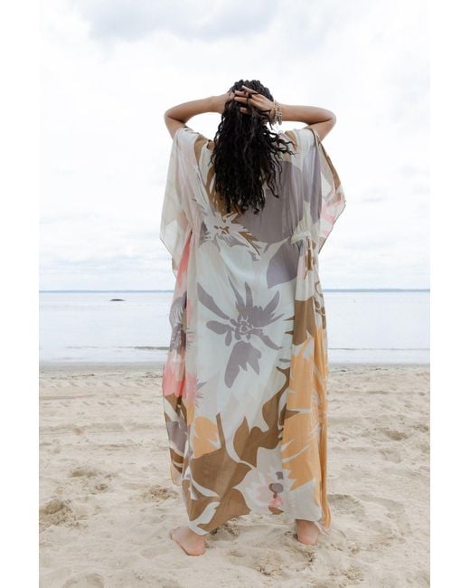 Saachi Gray Floral Kaftan Maxi