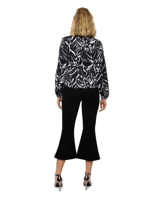 Carloslines Blue Draped Mock Neck Long Sleeve Shirt