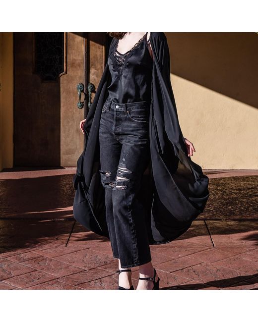 Jennafer Grace Black Kimono Duster Wrapdress