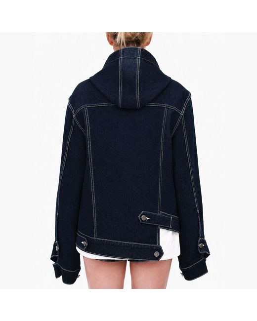 Gao Republic Gray Jacket Hooded Asymmetric Panelled Denim