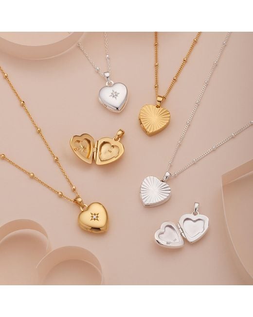 Nellou Jewellery Metallic Starlight Heart Locket Necklace Sterling