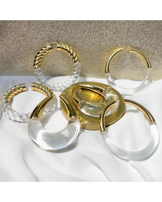 Gold & Honey Metallic Xl Clear And Chunky Rope Hoop Earrings
