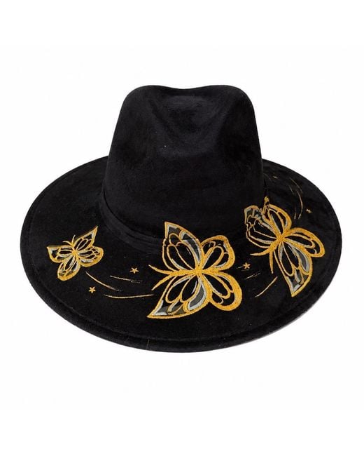 Bella Soul Black Gilded Butterfly Painted Hat