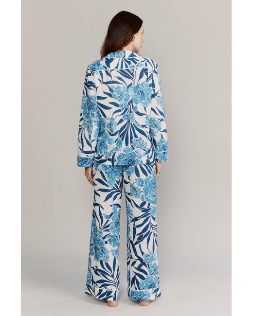 Kato Blue Colony Capri Cotton Pajamas