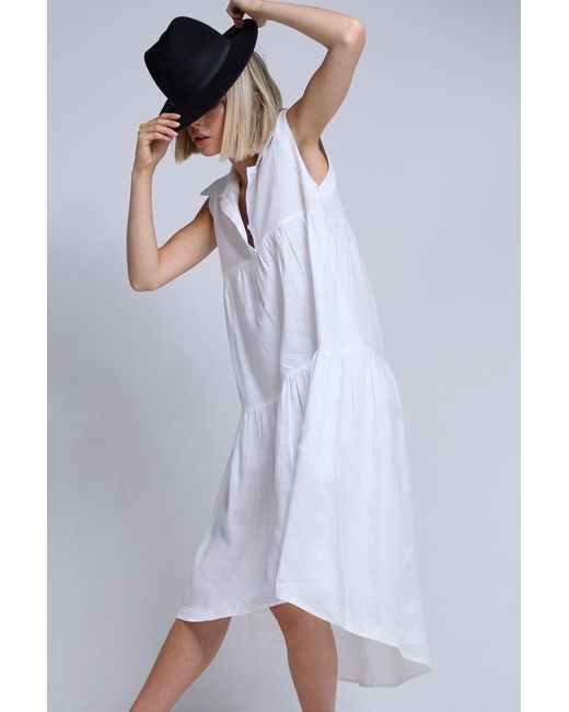 Dref White Campari Linen Dress