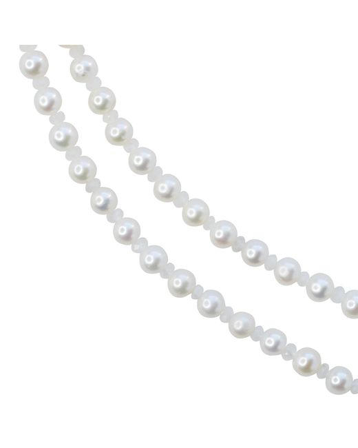 Bombyx House Metallic Birthstone April Pearl Moonstone Double Long Necklace