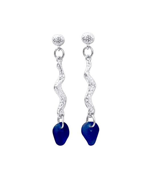 Glassy Blue Havbølge Lille Earrings Steel
