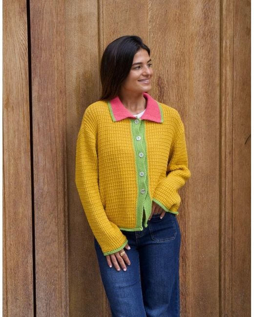 Mind Traveler Yellow Tina Mustard Cotton Cardigan
