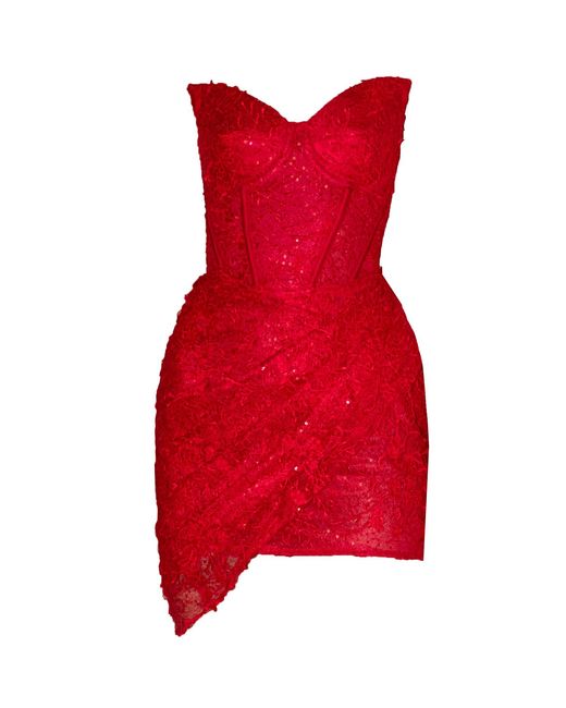 Angelika Jozefczyk Red Mini Lace Dress Catrice