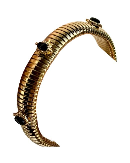 Laura Gray Metallic Small Onyx Stone Omega Bracelet