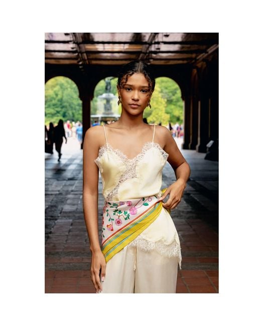 Jessie Zhao New York Pink Neutrals Limoncello Jardin Double Sided Silk Scarf