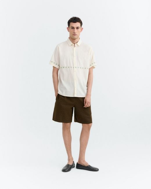 Thinking Mu White Tom's Hand-Embroidered Shirt for men
