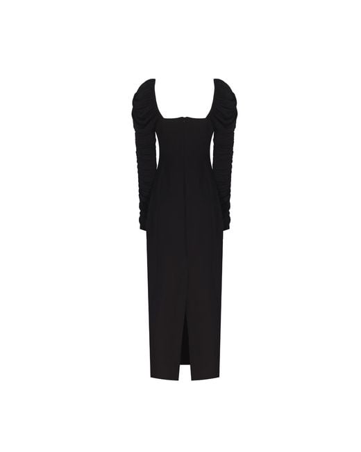 NALÈ Black Ava Ruched Sleeves Bodycon Dress