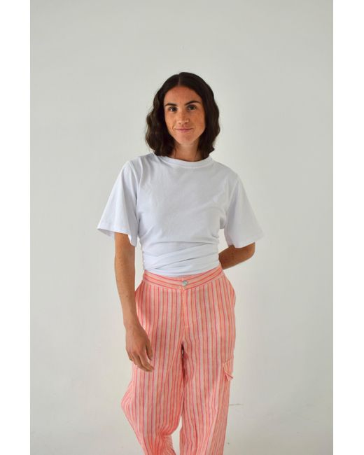 Mind Traveler Blue Cropped Tie-Waist T-Shirt