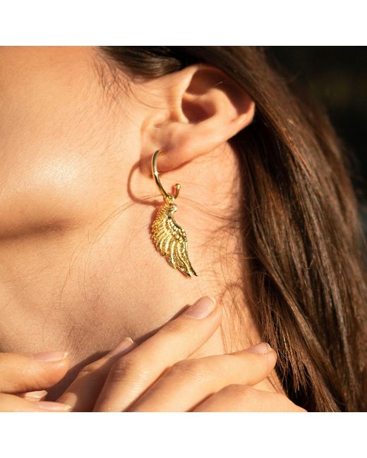 Seven Saints Metallic Angel Wing Hoop Earrings, Over Sterling, Seen
