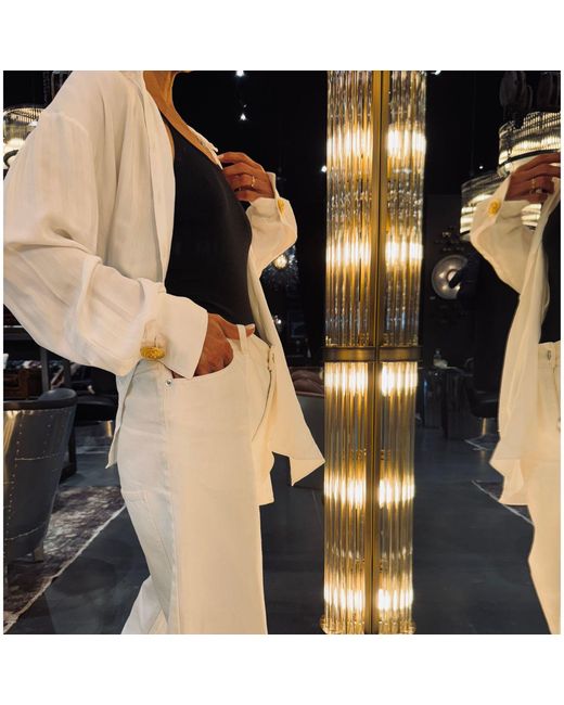 LAHIVE White Alexis Button Down Blouse