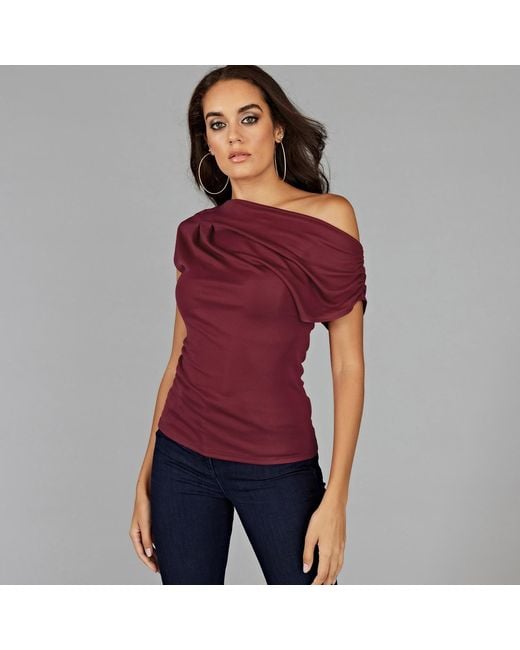 Me & Thee Purple Knuckle Down Claret Drop Shoulder Top