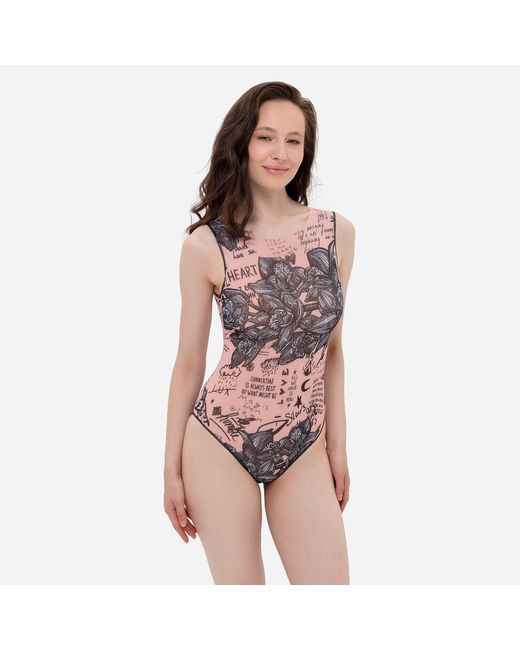 Rodasoleil Smart Swimwear Black Neutrals Tan-Through Mesh One-Piece Sleeveless Swimsuit Nude Body-Art